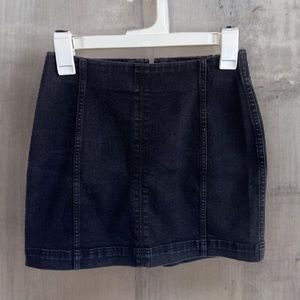 Black jean mini skirt